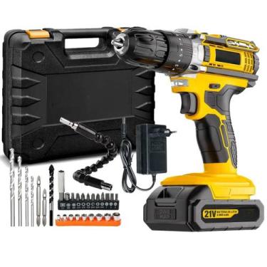 Imagem de Kit Parafusadeira Furadeira de Impacto Profissional Bateria Recarregáv