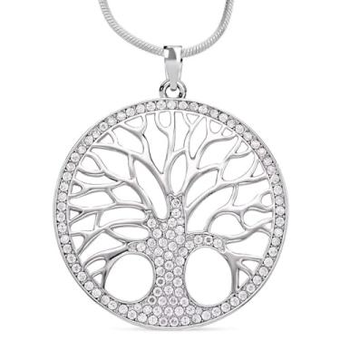 Imagem de Colares de árvore da vida para mulheres modernos - pingente de pingente de árvore de cristal joias de praia fofas modernas - presentes de aniversário de aniversário rosa/prata/dourado tamanho banhado