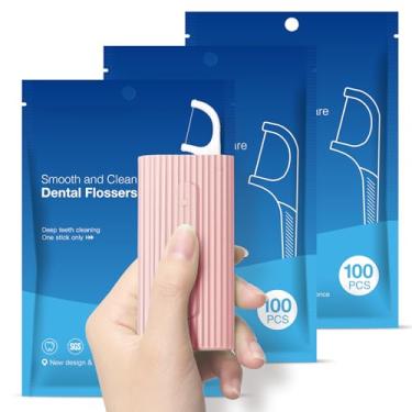 Imagem de Fio dental portátil de 310 unidades com estojo de palhetas de fio dental ultra pequeno recarregável rosa, palitos de bolso para saída, melhores ferramentas dentárias de viagem para dentes super limpos