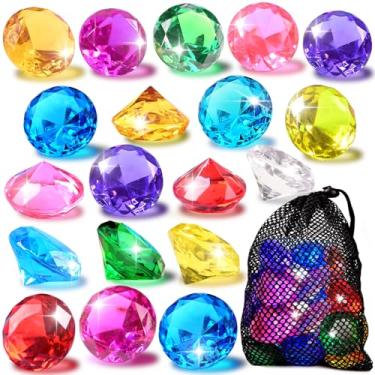 Imagem de SWIMEE 18Pcs Diving Gems, Big Colorful Diamond, Swimming Gems, Acrylic Dive Diamonds, Underwater Gems, Lagre Pool Gems with Mesh Bag for Swimming Training Games, Party, Gifts