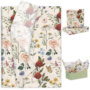 Imagem de Papel de seda AnyDesign Vintage Wildflower 100 folhas 50x35cm - Marca 
