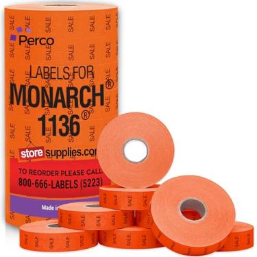 Imagem de Perco Etiquetas "Venda" para Monarch 1136 Price Gun - 8 rolos, 14.000 etiquetas com etiqueta de preço - com rolo de tinta bônus