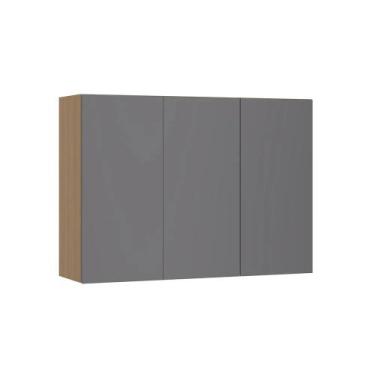 Imagem de Armário de Parede Modulado 120cm 3 Portas Slim Luciane, Freijó/Cinza P