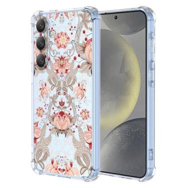 Imagem de JDYGWK Capa para Samsung S24 Plus Galaxy S24 Plus, estampa de flores transparentes, silicone TPU macio, fina, à prova de choque, capa protetora antiarranhões para Samsung Galaxy S24 Plus, rosa branco