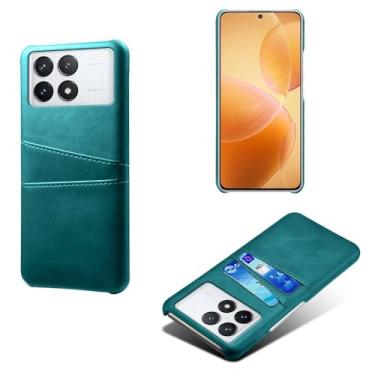 Imagem de Capas Compatível com Xiaomi POCO X6 PRO,Caso de couro PU-Tampa de telefone a prova de choque com 2 slots de cartão,Proteção anti-impressão digital e anti-gota-Green