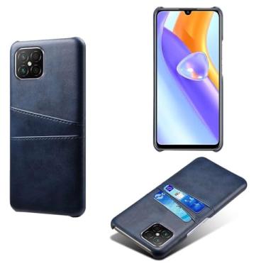 Imagem de Capas Compatível com Honor Play 5 5G,Caso de couro PU-Tampa de telefone a prova de choque com 2 slots de cartão,Proteção anti-impressão digital e anti-gota-Blue