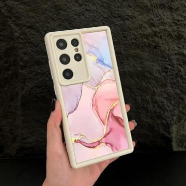 Imagem de YOGISU Capa de TPU macio com padrão de mármore retrô para Samsung A56 (para Samsung A56/Branco 051)