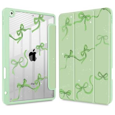 Imagem de May Chen Capa traseira transparente para iPad de 9ª geração com suporte para lápis, iPad 8ª/7ª geração de 10,2 polegadas, [suporte de caneta] Suporte com três dobras para despertar/hibernar, capa