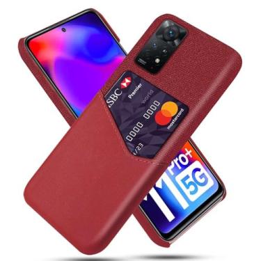 Imagem de Capa para Xiaomi Redmi Note 11 PRO PLUS,Tela e tampa de couro PU,Antideslizante,360°cobertura completa à prova de choque com 1 slot de cartão atrás,Prevenção de queda-Red