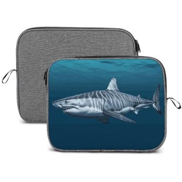Imagem de Capa para laptop, impermeável, resistente a choques, bolsa protetora para notebook, leve, tubarão branco, compatível com laptop de 13 a 14 polegadas