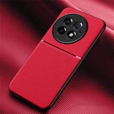 Imagem de Para OnePlus 13 5G Capa de couro para carro com suporte magnético Capas de telefone para OnePlus 13 OnePlus13 5G Capa traseira de silicone à prova de choque, vermelha, para OnePlus 13