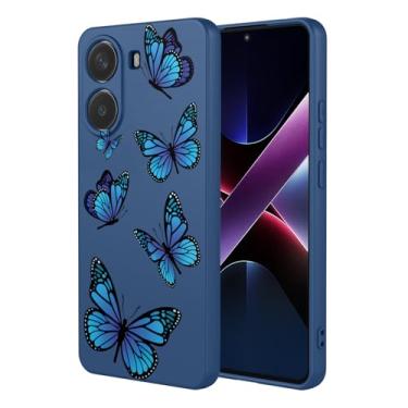 Imagem de HTXWXJC Capa de telefone para Xiaomi Poco X7 Pro, 2412DPC0AG Redmi Turbo 4 Capa à prova de choque flexível bumper TPU capa macia padrão borboleta capa de telefone para Xiaomi Poco X7 Pro 5G borboleta