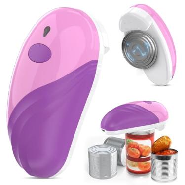 Imagem de HuiJuKeJi Abridor de latas elétrico, abridor de latas automático de um toque para idosos com artrite, abridor de latas recarregável com mãos livres para quase tamanhos de lata, borda lisa e utensílios