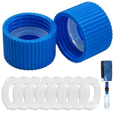 Imagem de Kit de acoplamento de filtro de água com 2 peças, junta de limpeza de filtro com vedação, compatível com filtros de água roscados externos de 28 mm e garrafas de plástico para acampamento de
