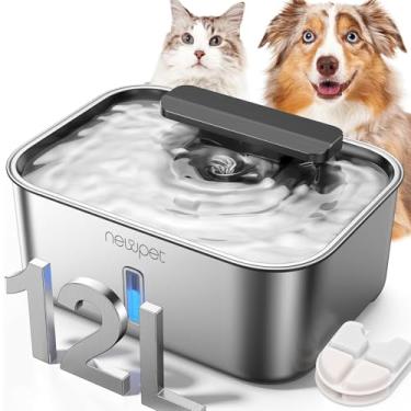 Imagem de 12L Fonte de água para Cães Sem Fio para Cães de Grande Porte: Tigela de água de Aço Inoxidável - Fonte de água Super Silenciosa para Gatos Grandes com Nível de água Visual, Bivolt