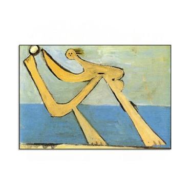 Imagem de Impressões de pinturas famosas Picasso "Baigneuse" Picasso arte de parede em tela emoldurada arte abstrata para sala de estar 50 x 75 cm moldura preta