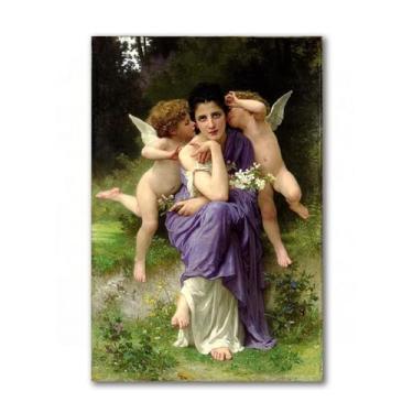 Imagem de LXURY Bouguereau.Canções da primavera. Reprodução de pinturas famosas. Arte de parede em tela. Pôsteres e impressões. Imagem para decoração de casa 60 x 84 cm sem moldura
