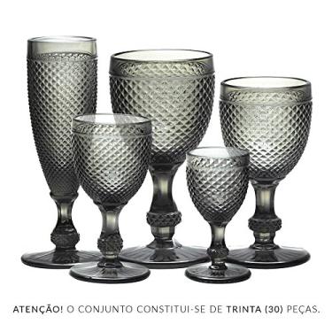 Imagem de Conjunto de Taças Bico de Jaca Cinza - 30 Peças - em Vidro - Bon Gourmet