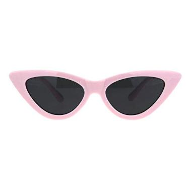 Imagem de SA106 Óculos De Sol Estilo Olho Gato, Tamanho Infantil, Gatinho, Minimalista, Retrô E Chique (Rosa Preto)