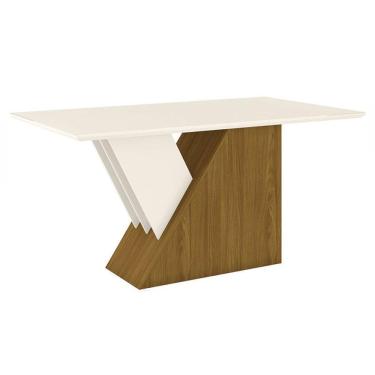 Imagem de Mesa de Jantar Epic 160 cm Canto Reto com Vidro Nature Off White - Henn