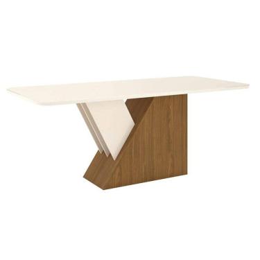 Imagem de Mesa de Jantar Epic 200 cm Canto Arredondado com Vidro Nature Off White - Henn
