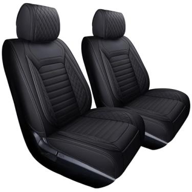 Imagem de Aierxuan Capas de assento dianteiras compatíveis com Toyota Tundra Custom Fit 2008-2025 caminhonete Crewmax cabine dupla à prova d'água almofadas compatíveis com airbag de couro (2 peças frontais