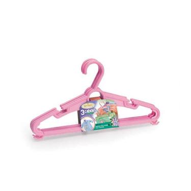 Imagem de Kit cabides infantil 3 unidades para armário de bebê plástico colorido