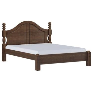 Imagem de Cama Casal Clássica Queen 160cm Pé Madeira Eduarda Café F07 - Mpozenat