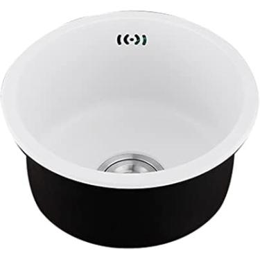 Imagem de Pias De Bar Redondas Pia Branca Renovação De Cozinha Piscina Pia única Redonda Pia Mini Bar Pia única Redonda De Aço Inoxidável 304 Pia única Redonda, White, 32cm