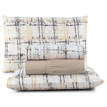 Imagem de Jogo de Cama Casal Box 4 Peças Micropercal 200 Fios com Lençol com Elástico e Fronhas – Toque Aveludado(Trento)