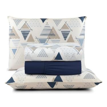 Imagem de Jogo de Cama Casal Box 4 Peças Micropercal 200 Fios com Lençol com Elástico e Fronhas – Toque Aveludado(Ibiza)