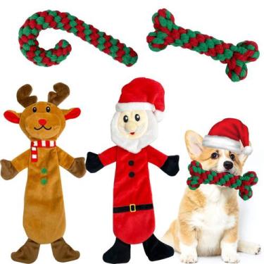 Imagem de Brinquedos de Natal para cães MISS FANTASY Stuffless, pacote com 4 par