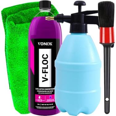 Imagem de Kit Limpeza Automotiva Shampoo V-Floc Vonixx Pulverizador Compressão Prévia Toalha Microfibra Pincel Karbox