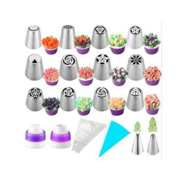 Imagem de Jogo De Bicos Inox Kit Com 12 Peças Confeitar Bolo, Tortas