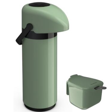 Imagem de Kit Garrafa Térmica 1 Litro Sistema Pressão Verona + Açucareiro 350 ML Garrafa Alça Ampola de Vidro (VERDE)