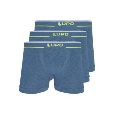 Imagem de Kit com 3 Cuecas Boxer Lupo 17800-001 Plus Size, Azul, XG