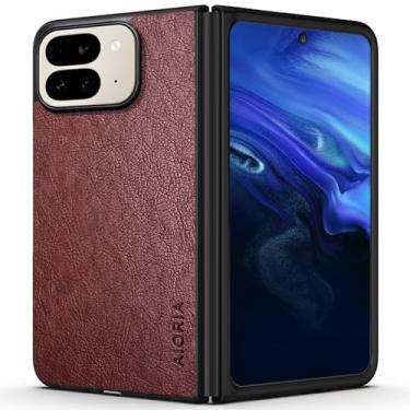 Imagem de AIORIA Capa para Google Pixel 10 Pro Fold 5G, capa de couro PU premium design retrô de negócios capa protetora completa para Google Pixel 10 Pro Fold (café)