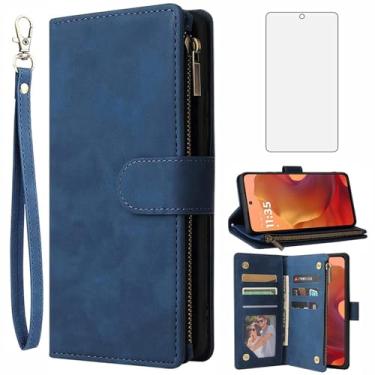 Imagem de Asuwish Compatível com Motorola Moto G15 capa carteira protetora de tela de vidro temperado e capa flip de couro suporte para cartão acessórios de celular capas protetoras para celular MotoG15 G 15