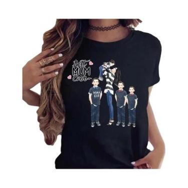 Imagem de Camiseta Feminina Casual com Estampa de Desenho Animado - Para Mamães,