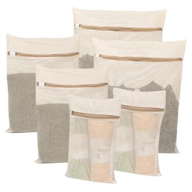 Imagem de Conjunto de sacos de roupa suja NAHADS Durable Cotton Mesh, 6 peças