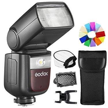Imagem de GODOX Flash de câmera V860III-C 2,4 G GN60 TTL HSS Master-Slave Sincronização de alta velocidade 1/8000s brilho ajustável 2600mAh recarregável com bateria de íon de lítio compatível com câmera Canon
