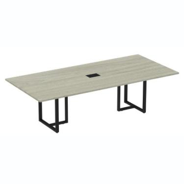 Imagem de Mesa de Reunião com Caixa de Tomada 260 x 120 cm Pé Tubular PE25 MDP N