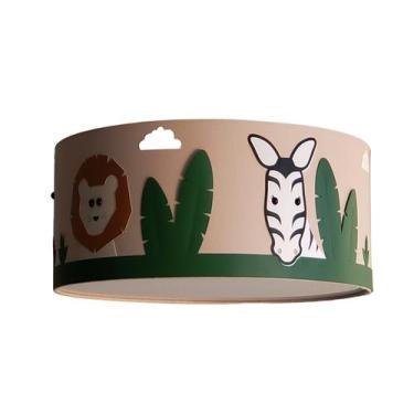 Imagem de Luminária Infantil Plafon Safari Cúpula Cáqui 30x15 - Tom Luz