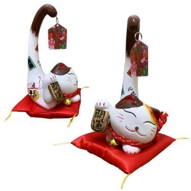 Imagem de Gato Da Sorte Fortuna Maneki Neko Decorativo Porcelana Luxo - IMPMC