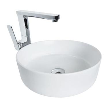 Imagem de Cuba para Banheiro Cerâmica Branca Fosca Redonda 36cm Reno RC 21