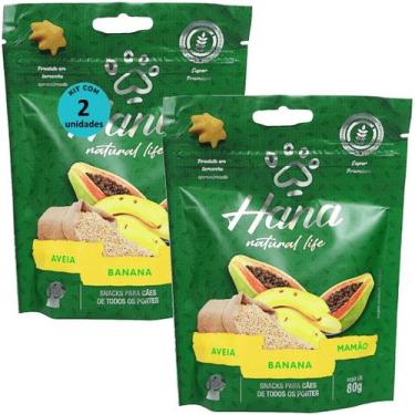 Imagem de Hana natural life aveia banana mamão 80g snacks para cães adultos kit 