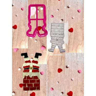 Imagem de CM10 Cortador e marcador papai noel chaminé confeitaria pasta american