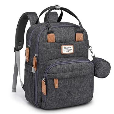 Imagem de Mochila para fraldas RUVALINO Multifuncional Impermeável Cinza