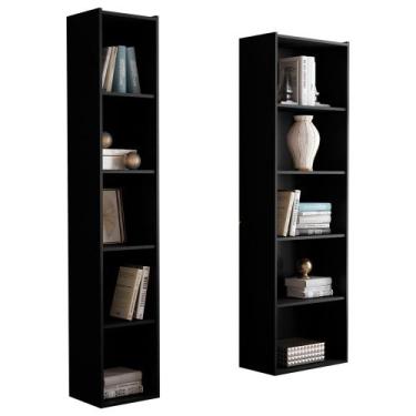 Imagem de Kit 2 Estantes Livreiro Organizador Multiuso Workspace 5 Nichos Preto 