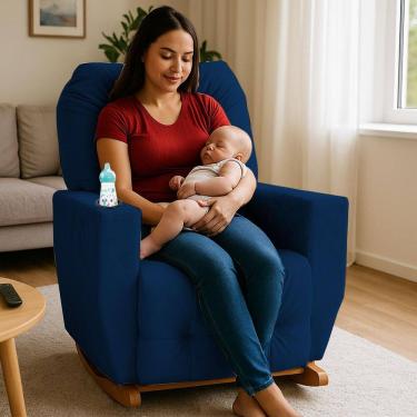 Imagem de Poltrona de Amamentação Balanço Antonella Puff Marinho